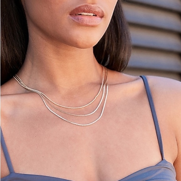 Express Jewelry - 3 Row Cable Chain Necklace, NEW Express Gold Necklace, Classic 90s Style Jewelry